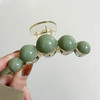 Large Green Pearl Hair Clamps For Women Elegant Acrylic Hair Crab Clips Non Slip Strong Hold For Thick Or Thin Hair