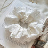 Large White Lace Scrunchies Elastic Hair Ties Ropes Ponytail Holder Hair Accessories For Ladies Girls Thick Bulk Scrunchies