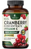 Cranberry Supplement Pills 25,000mg - High Potency Vitamin C Cranberry for Women & Men, Urinary Tract Health Support, Sugar Free, Gluten Free, Non-GM