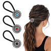 Hjzhii 3Pcs Western Ponytail Holders Metal Boho Hair Ties Vintage Ponytail Accessories Flower Circular Hair Ropes Bracelet Turquoise Concho