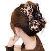 Wenlly Leopard Bowknot Hair Claw Clip 5.9 Inch Large Retro Hair Jaw Clips Elegant Hair Accessory 1 Piece Khaki