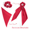 Bow Scrunchies For Women 2 Pcs Red Silk Scarf Scrunchies Ponytail Holders Hairs Ribbons Ponytail Scarf Knotted Bow Silk Hairs Ties Satin