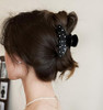 Wenlly Rhinestone Hair Claw 4.2 Inch Glitter Crystal Hair Jaw Clip Non Slip Shark Hair Clamp Barrette Fashion Hair Accessories Black