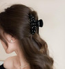 Wenlly Rhinestone Hair Claw 4.2 Inch Glitter Crystal Hair Jaw Clip Non Slip Shark Hair Clamp Barrette Fashion Hair Accessories Black