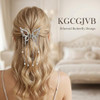 Kgcgjvb Silver Butterfly Hair Clips With Tassel Pretty Metal Claw Clip Accessories For Women Sparkling Crystal Pearl Barrettes Fluttering