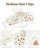 Chlins Initial Cherry Hair Clips Claws Women Cute Letter Rhinestone Glitter