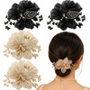 4 Pcs Flower Leaf Elastic Hair Ties Crystal Ponytail Holders Rhinestone Hair Scrunchies Hair Rubber Bands Ropes Hair Accessories For Women