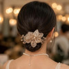 4 Pcs Flower Leaf Elastic Hair Ties Crystal Ponytail Holders Rhinestone Hair Scrunchies Hair Rubber Bands Ropes Hair Accessories For Women