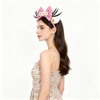 Bianbaistar White Sequin Mouse Ears Headband Pink Bow Flower Lash Decor