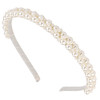 Hapdoo Small Pearl Headbands For Girls 6.1Inch White Beads Headband With Faux Pearl For Wedding Non Adjustable Cute Fashion Beaded Bling