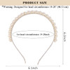 Hapdoo Small Pearl Headbands For Girls 6.1Inch White Beads Headband With Faux Pearl For Wedding Non Adjustable Cute Fashion Beaded Bling