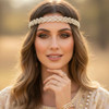 Fstrend Elastic Rhinestone Headbands Carnival Rave Hair Accessories Sparkly Crystal Braid Headpiece For Women Gold M