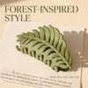 Green Hair Clamps Leaf Shaped Many Teeth Big Claw Clips Non Slip Leaves Hair Catch Barrette Jaw Clamp Hairpins For Women Girls Thin Thick