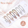 2.4 In Rhinestone Hair Clips 6 Pcs Snap Barrettes For Women Girl 3 Colors