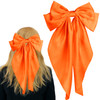 Pufandor Hair Bow Silky Satin Hair Ribbons For Women Orange Bows For Girls Hair Bowknot Barrettes Long Tails With Clips Big Hair Bows Hair
