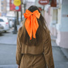 Pufandor Hair Bow Silky Satin Hair Ribbons For Women Orange Bows For Girls Hair Bowknot Barrettes Long Tails With Clips Big Hair Bows Hair
