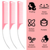 3 Pcs Rat Tail Combs Mabor C Curved Parting Rat Combs Teasing Fine Tooth Comb With Bend Steel Needle Carbon Fiber Pin Tail Comb For Hair