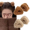 4Pcs Cute Plush Cat Ears Shape Hair Claw Clips Winter Plush Hair Clips Soft Non Slip Claw Clips Small Bangs Barrettes Beige Brown Hair Clip