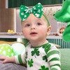 Yanjie St. Patrick S Day Baby Girl Clover Headbands Shamrock Printed Baby Girl Bow Green Infant Headband St.Patrick Wide Hairband Hair