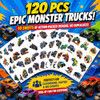 120 Pcs Monster Truck Race Car Pre Cut Temporary Tattoos For Kids