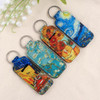 Bkbkaak 4 Pcs Lip Balm Holder Keychain For Lipstick Pattern Elastic Fabric Sleeves Holder Art Style Lip Balm Key Chain For Women Girls Nurse