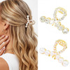 Bartosi Pearl Claw Clips Small Gold Hair Clips Rhinestone Hair Claw Clips Sparkly Hair Accessories For Women And Girls Pack Of 2