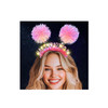 Aceorna Light Up Pink Headbands Led Happy Birthday Crown Hairbands Glowing Pom Pom Hair Accessories For Women