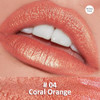 Kyda Orange Shimmer Lipstick Metallic Pearl Lipstick Lasting Non Sticky Glitter Lips Color High Glossy Lips Makeup For Women Coral Orange