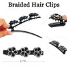 Outyua Braided Hair Clips Sparkling Crystal Stone Braided Hair Clips For Women Rhinestone Duckbill Hairpin 2Pcs