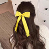 5.5In Yellow Hair Bow Clips Long Tail Silky Satin Polyester Ribbon Bowknot Barrettes Alligator Hairpins For Teens Girls Women Summer Easter
