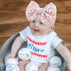 Yanjie 7 Baseball Hair Bow For Baby Girls Toddler Newborn Infant Headbands Softball Hair Accessories White Bows For Baseball Baby Outfits