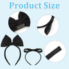 Semato 2 Pcs Black Bow Headband Hair Accessories For Party And Cosplay Christmas Halloween Cosplay Headwear For Women And Girls