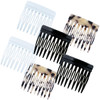 6 Pcs French Hair Side Combs For Women Bun Small Twist Hair Decorative Strong Hold Clips For Women Bun Brown Black White