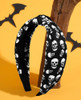 Huachi Halloween Headbands For Women Spooky Skull Print Headband Cute Knotted Headband For Girls Non Slip Halloween Hair Accessories