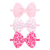 Oneninedream 4.5 3Pcs Checkered Baby Girl Bows Pink Leopard Headbands Newborn Bows Headband Light Pink Hair Accessories For Girls