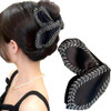 Black Satin Bow Hair Claw Clips For Women Decorative Clawclips Leaf Wheat Ear Glitter Rhinestone Hair Claws Graceful Hairclip Large Triangle