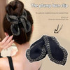 Black Satin Bow Hair Claw Clips For Women Decorative Clawclips Leaf Wheat Ear Glitter Rhinestone Hair Claws Graceful Hairclip Large Triangle