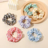 Baisen 6 Pieces Floral Scrunchies For Women Cute Scrunchies Hair Ties Ponytail Holder Fresh Sweet Flowers Printing Hair Accessories Gift For