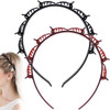 Lekgavd 2 Pcs Hairpin Braided Headband Double Layer Headband With Clips Non Slip Toothed Weave Bang Clip Headbands For Women Hair