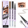 Microblading Eyebrow Pencil 2026 Upgraded 2 In 1 Dual Ended Eyebrow Pen With 4 Fork Tip And Brow Gel 3D Waterproof Tipped Spoolie Brush