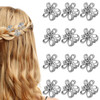 Mini Flower Hair Clips 12 Pcs Silver Mini Claw Clips Cute Small Flower Hair Barrettes Metal Floral Decorative Hair Accessories For Women