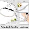 Aprince Rhinestone Headband Women Silver Rhinestone Headpiece Adjustable Crystal Headbands For Women Bling Diamond Headband Thin Elastic