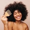 2 Pcs Bamboo Comb Set For Afro Hairstyle Natural Anti Static Hair Picks For Curly Hair Wooden Wide Tooth Comb With Pick Long Tooth