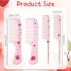 4Pcs Cute Hair Comb Set Pink Strawberry Comb For Toddler Portable Cute Fruit Girl Hair Combs For Kids Women Girls All Hairs Types Long Short