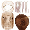 Abeillo Hair Net Set 20 Invisible 50Cm Hairnets 40 U Shaped Pins For Women Girls Ballet Buns And Dance Brown