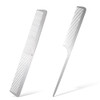 2 Pcs Stainless Steel Rat Tail Comb With Metal Pick And Flat Top Barber Comb For Hair Styling