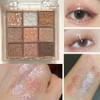 9 Colors Glitter Eyeshadow Palette Pink White Golden Brown Warm Eyeshadow