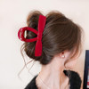 Wenlly 5.1 Inch Fashion Bow Hair Claw Clip Hair Jaw Clip Large Non Slip Shark Hair Barrette Hair Accessory 1 Piece Red
