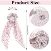 3 Pcs Hair Scarf Scruncheis Chiffon Crushed Flower Bowknot Hair Ties With Ribbon Bunny Ears Elastic Hair Scarf Long Ribbon Ponytail