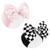 Yanjie 2Pcs 6 Light Pink Bows For Baby Girls Checkered Headband Black Bow Infants Toddler Hair Accessories Newborn Headbands Hair Bow Baby